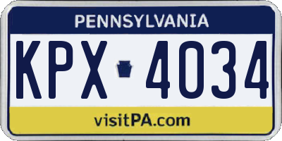 PA license plate KPX4034