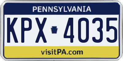 PA license plate KPX4035