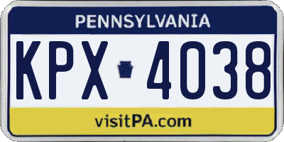PA license plate KPX4038