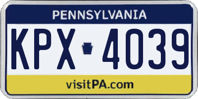 PA license plate KPX4039