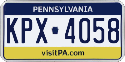 PA license plate KPX4058