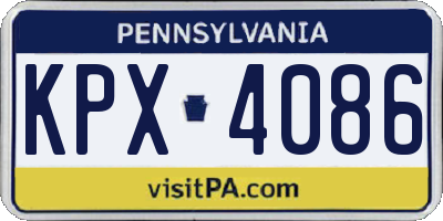 PA license plate KPX4086