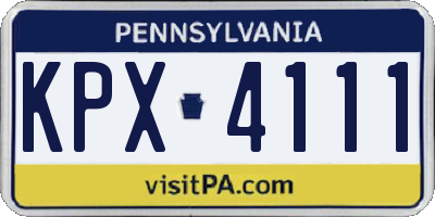 PA license plate KPX4111