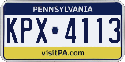 PA license plate KPX4113