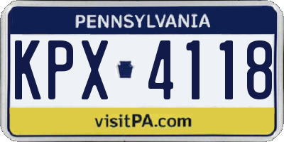 PA license plate KPX4118