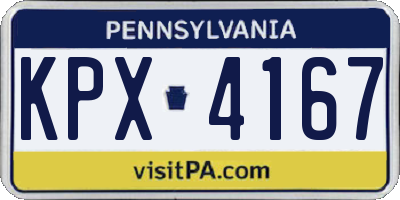 PA license plate KPX4167