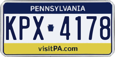 PA license plate KPX4178