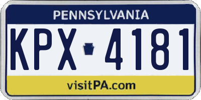 PA license plate KPX4181