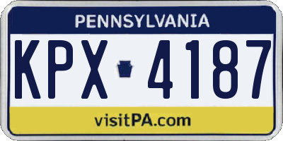 PA license plate KPX4187