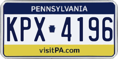 PA license plate KPX4196