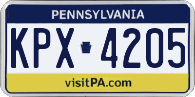 PA license plate KPX4205