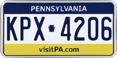 PA license plate KPX4206