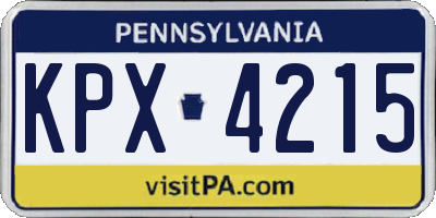 PA license plate KPX4215
