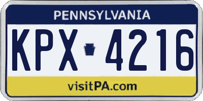 PA license plate KPX4216
