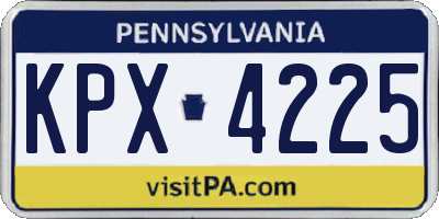 PA license plate KPX4225