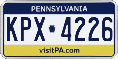 PA license plate KPX4226