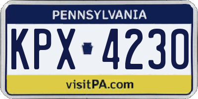 PA license plate KPX4230
