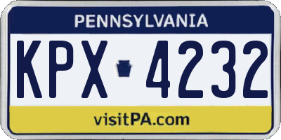 PA license plate KPX4232