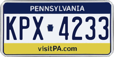 PA license plate KPX4233