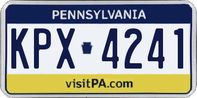 PA license plate KPX4241