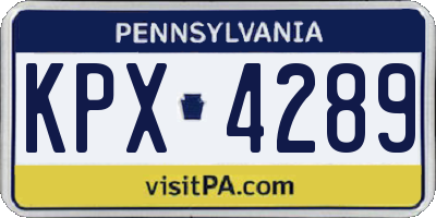 PA license plate KPX4289