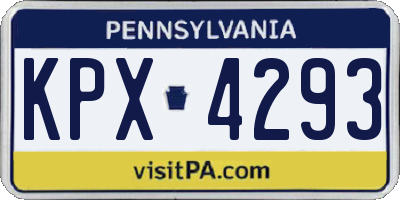 PA license plate KPX4293