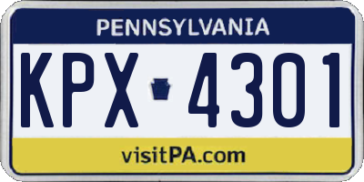 PA license plate KPX4301