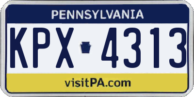PA license plate KPX4313