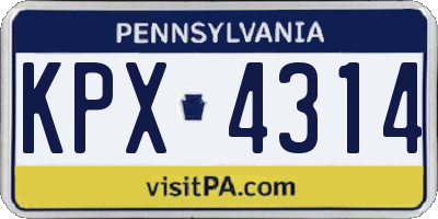 PA license plate KPX4314