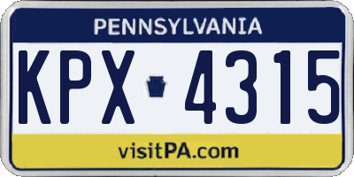 PA license plate KPX4315