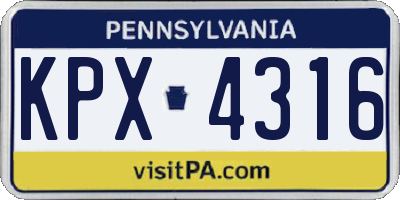 PA license plate KPX4316