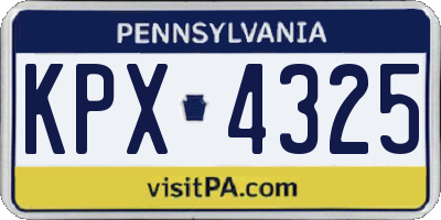 PA license plate KPX4325