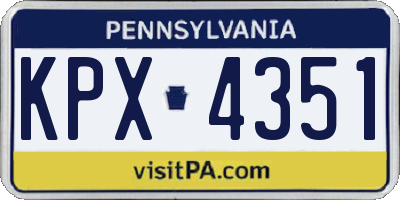PA license plate KPX4351