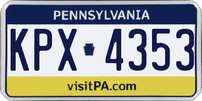 PA license plate KPX4353