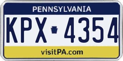 PA license plate KPX4354