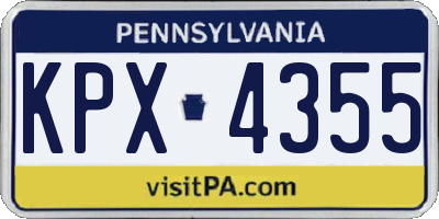 PA license plate KPX4355
