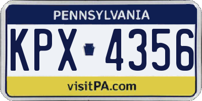 PA license plate KPX4356