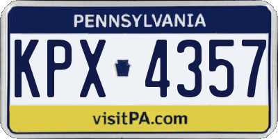 PA license plate KPX4357