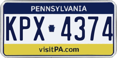 PA license plate KPX4374