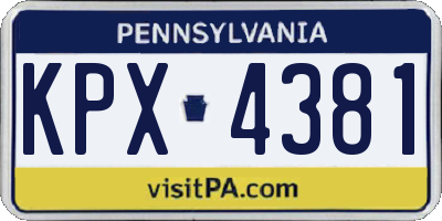 PA license plate KPX4381