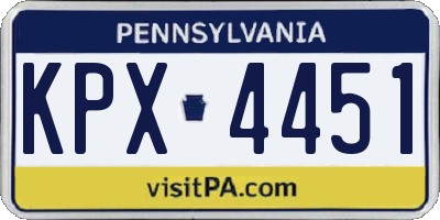 PA license plate KPX4451