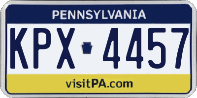 PA license plate KPX4457