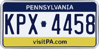 PA license plate KPX4458