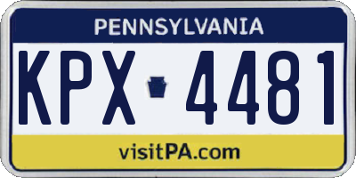 PA license plate KPX4481