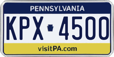 PA license plate KPX4500