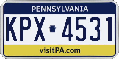 PA license plate KPX4531