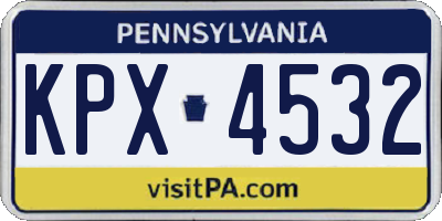 PA license plate KPX4532