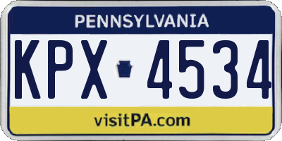PA license plate KPX4534