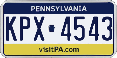PA license plate KPX4543