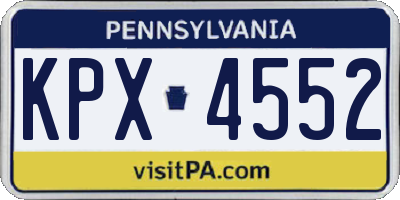 PA license plate KPX4552